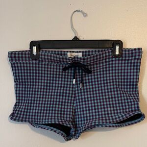 Paul Smith London Men's Swim Shorts - Blue and Burgundy Gingham